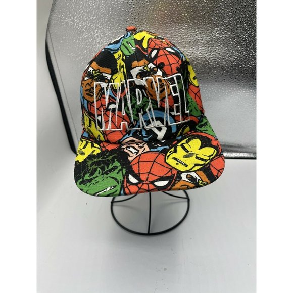 Marvel Avengers Character Flat Brim Snapback Hat Bioworld Hulk Spider Cap Iron - Picture 1 of 3